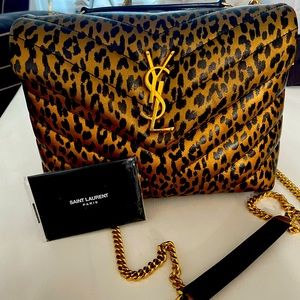 YSL Animal Print Loulou Leather Crossbody Bag